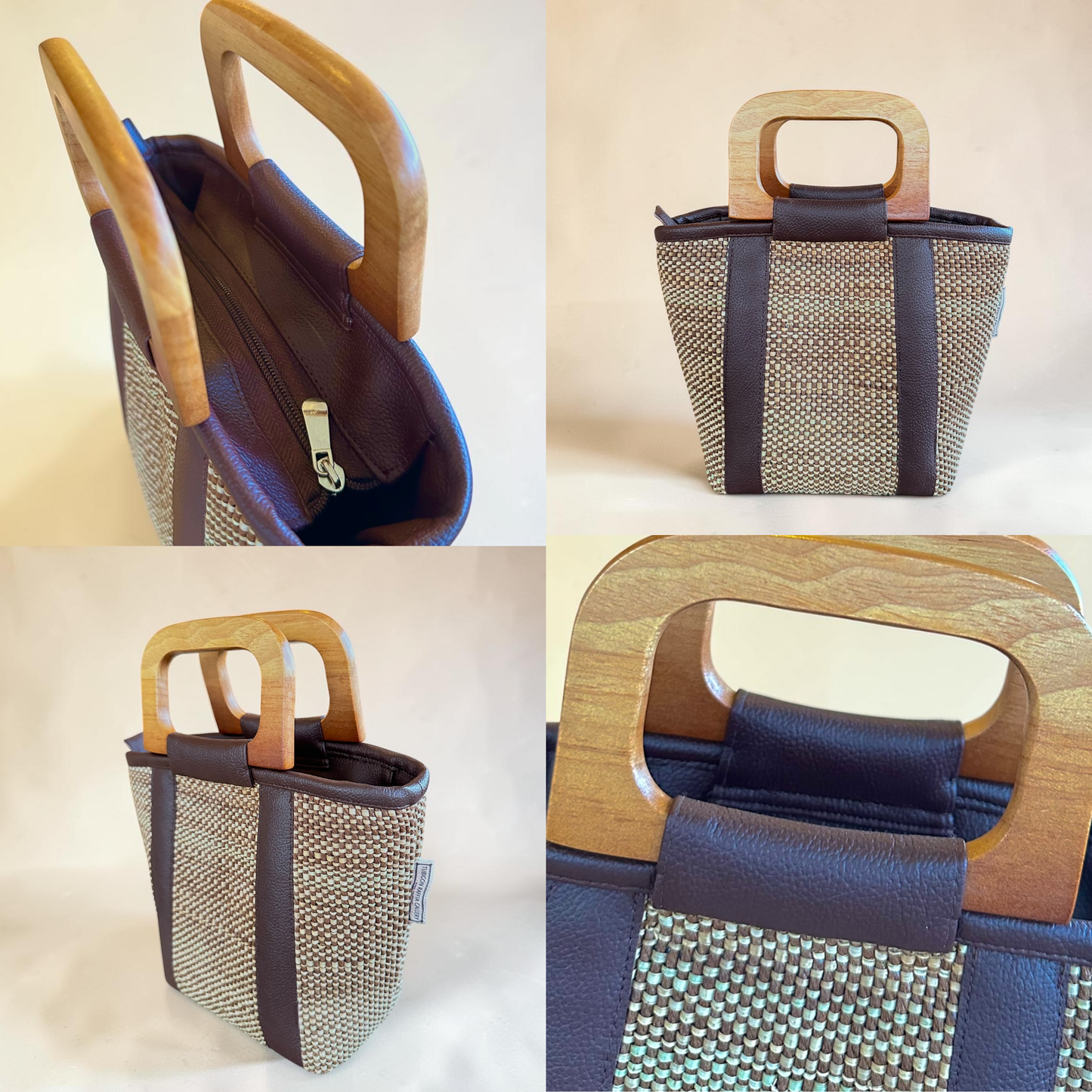 Espresso Earth Handbag (Wooden Handle)