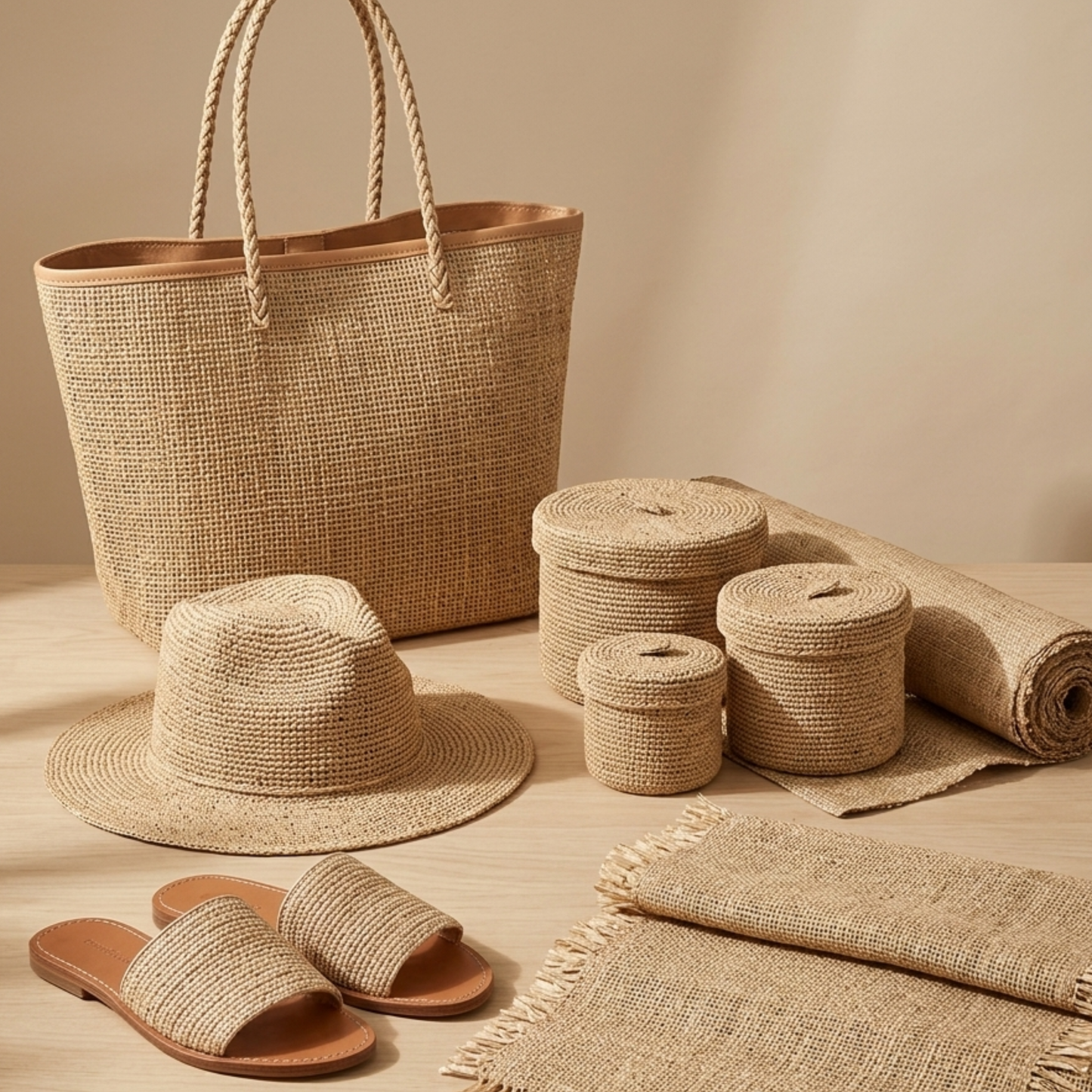 Natural Raffia Fabric - Roll (Paok)