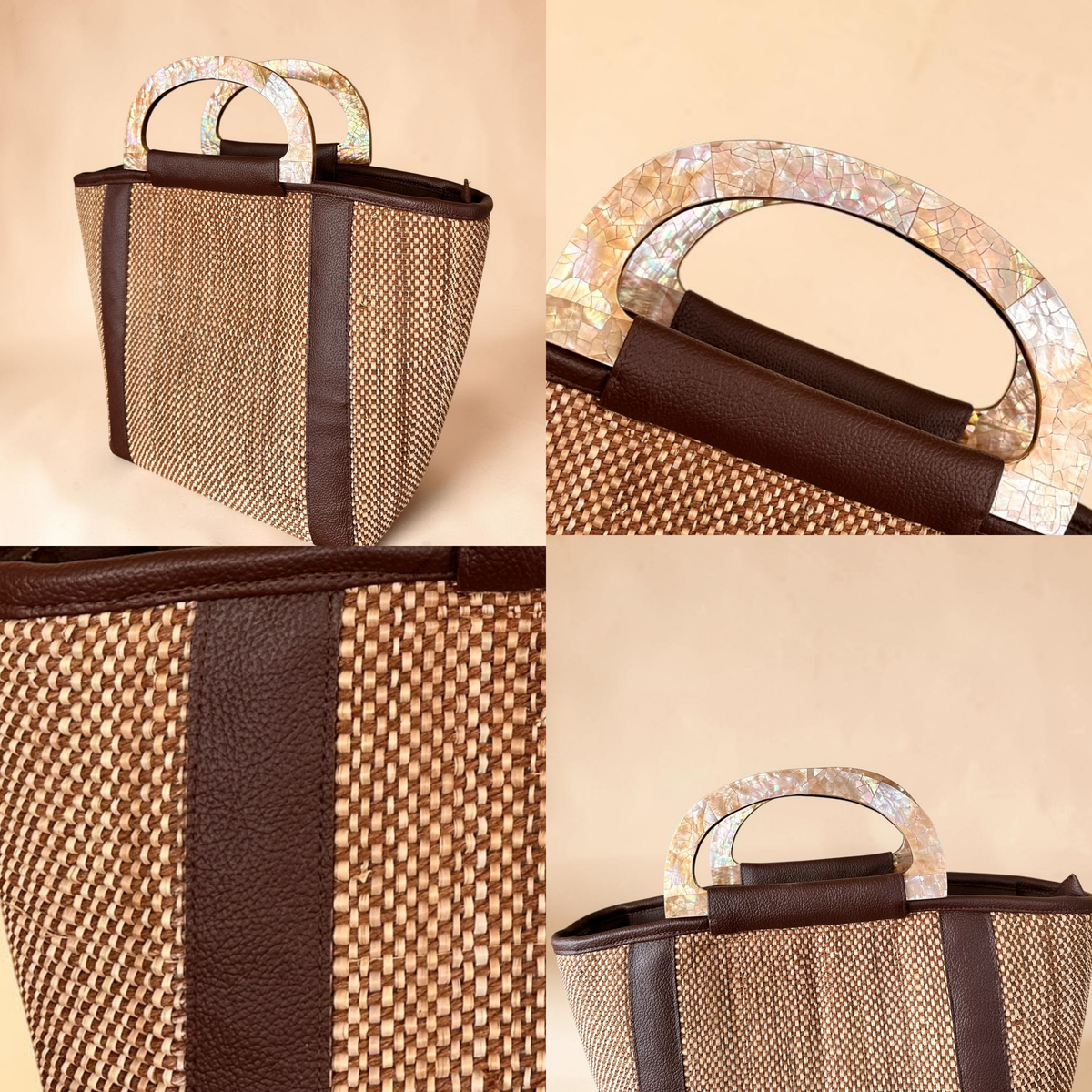 Espresso Earth Raffia Tote V1 (Brown Lip Shell)