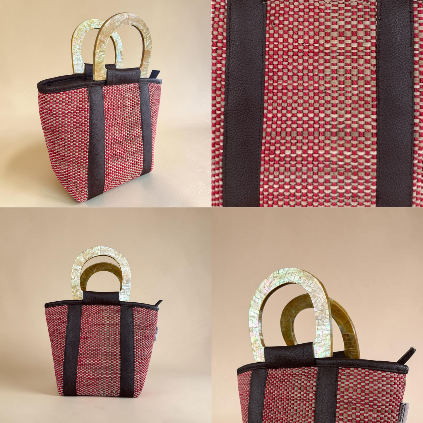 Ruby Earth Hand Bag (Brown Lip Handle)