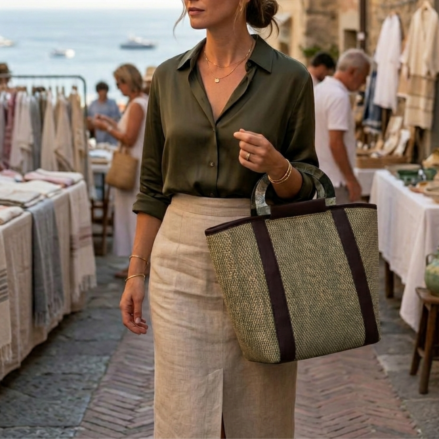 Olive Earth Tote V1 (Black Lip Shell)