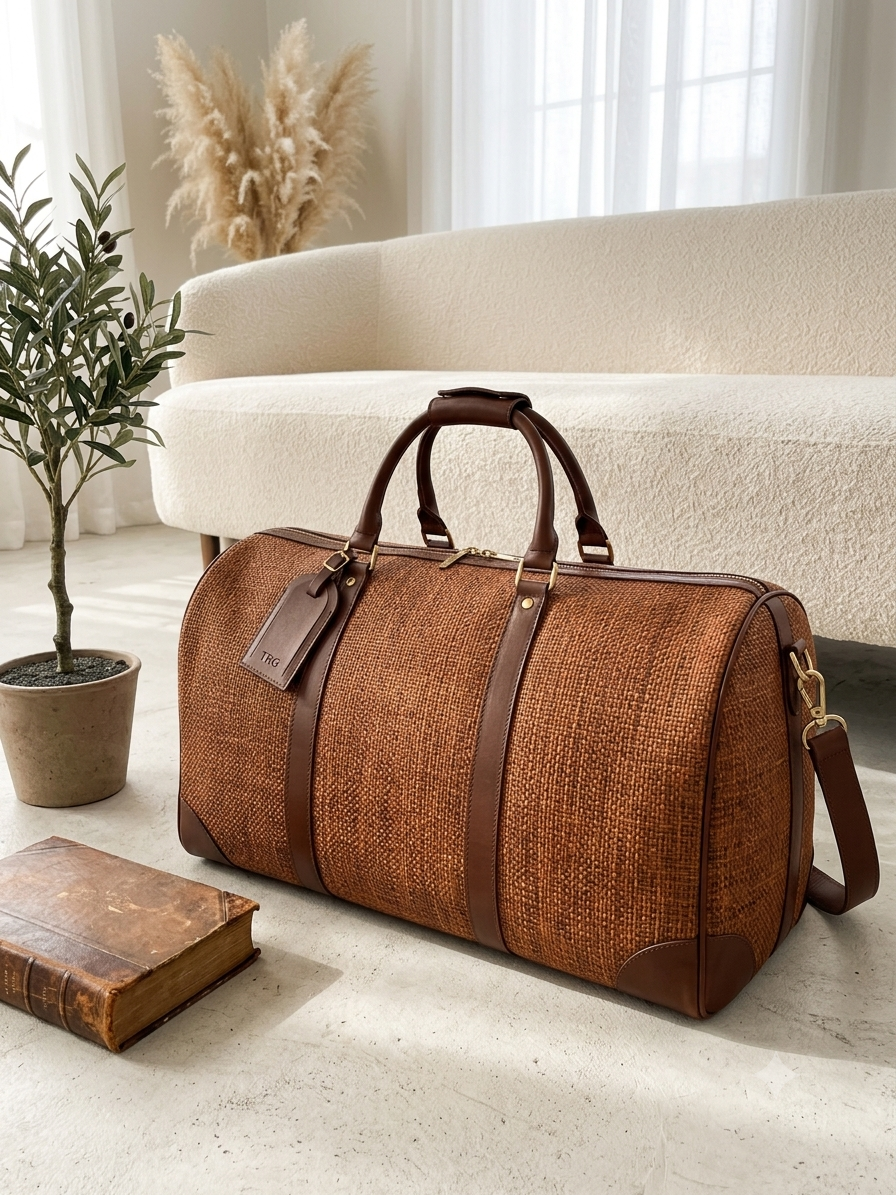 Rustic Copper Raffia Fabric Roll