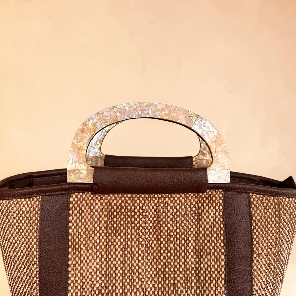 Espresso Earth Raffia Tote V1 (Brown Lip Shell)