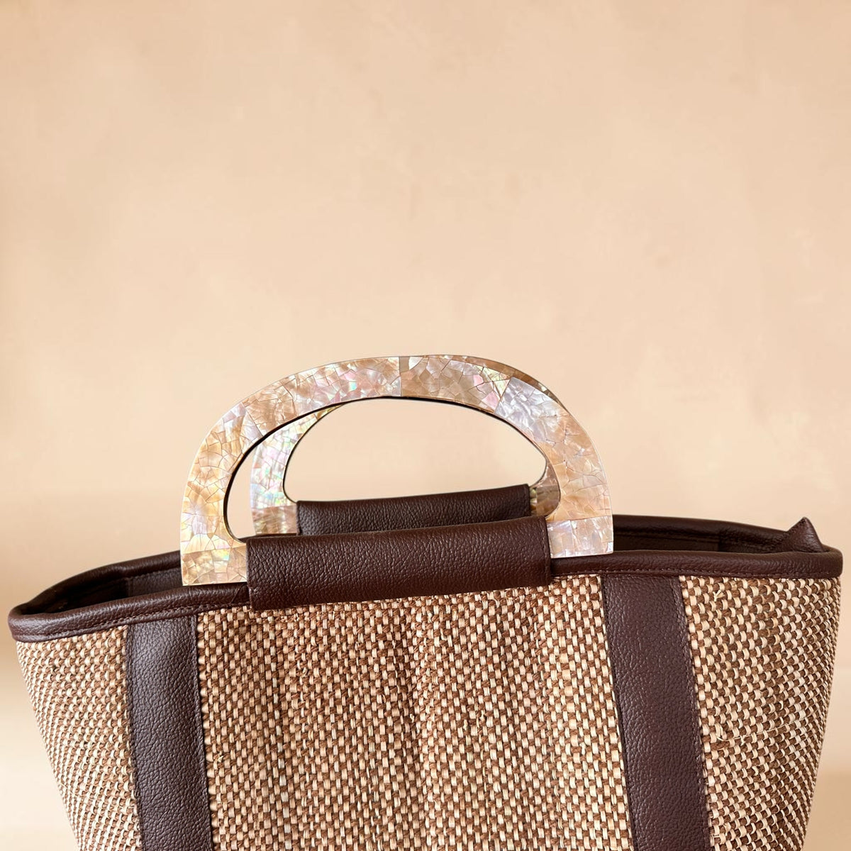 Espresso Earth Raffia Tote V1 (Brown Lip Shell)
