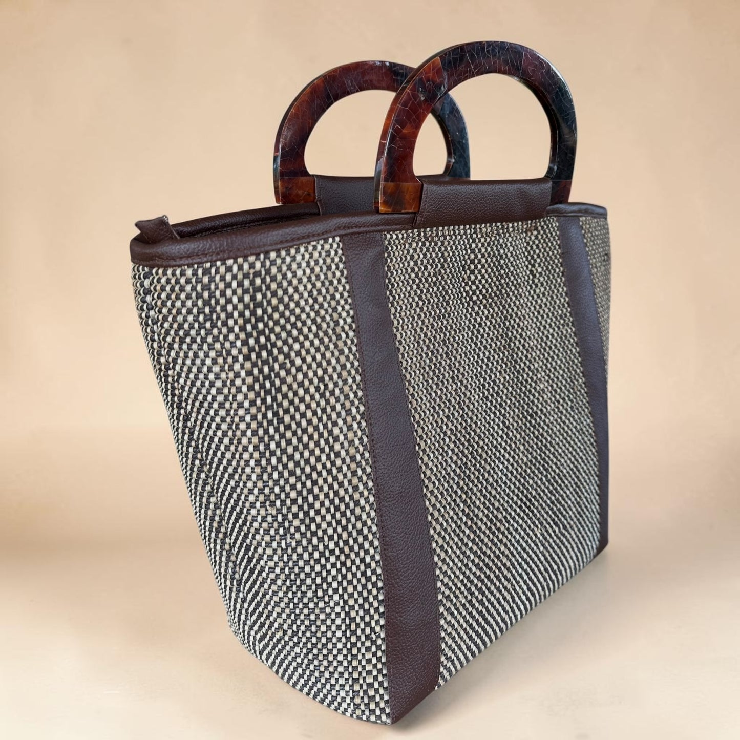 Dark Espresso Tote V1 (Black Tab Handle)