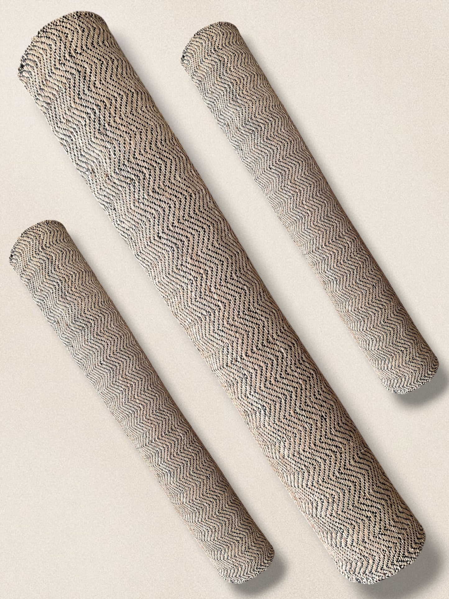 Reversible Black & White Zigzag Raffia Fabric Roll