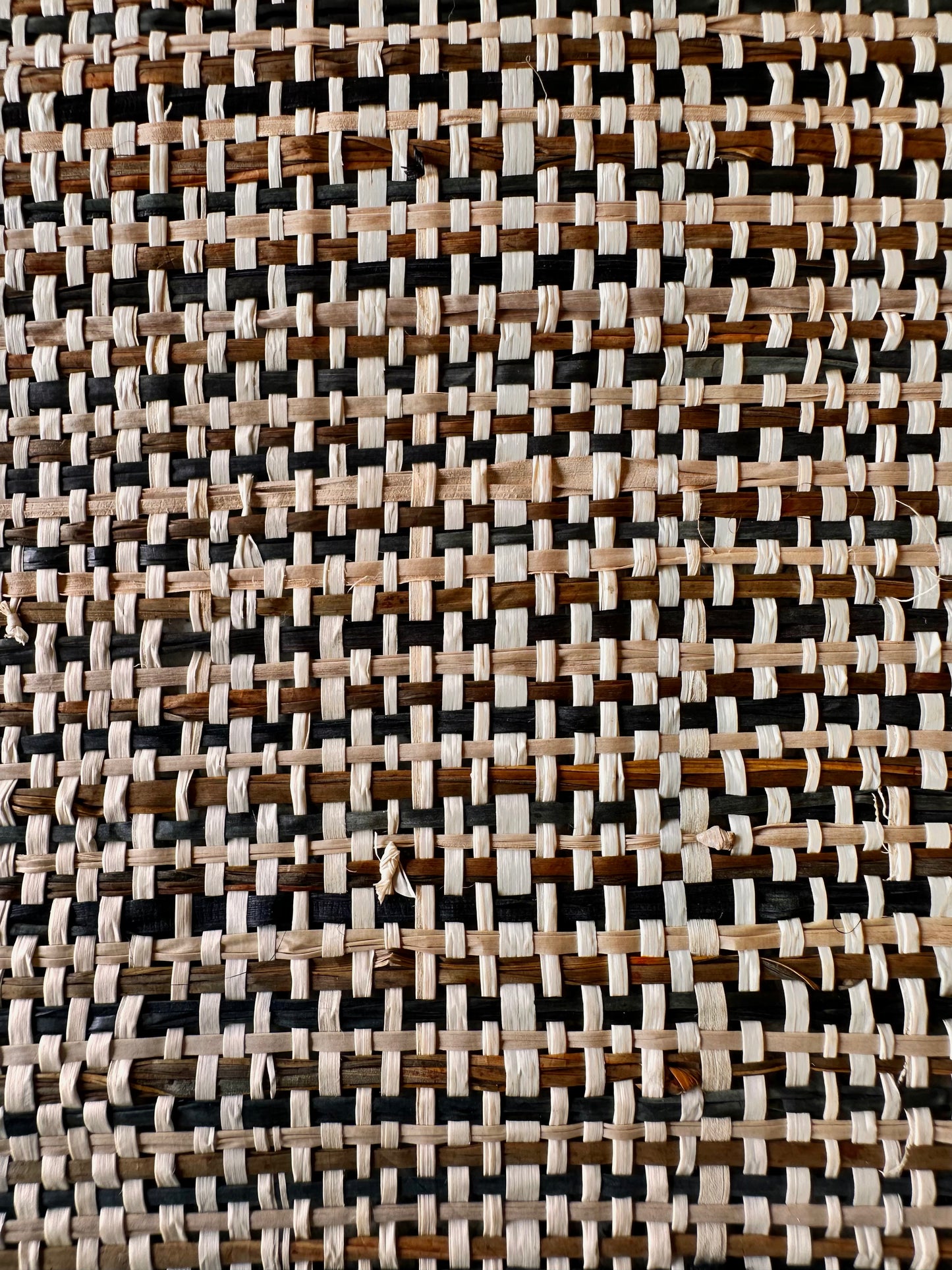 Mosaic Plaid Raffia Fabric Roll (Tri-Color Earth Tones)
