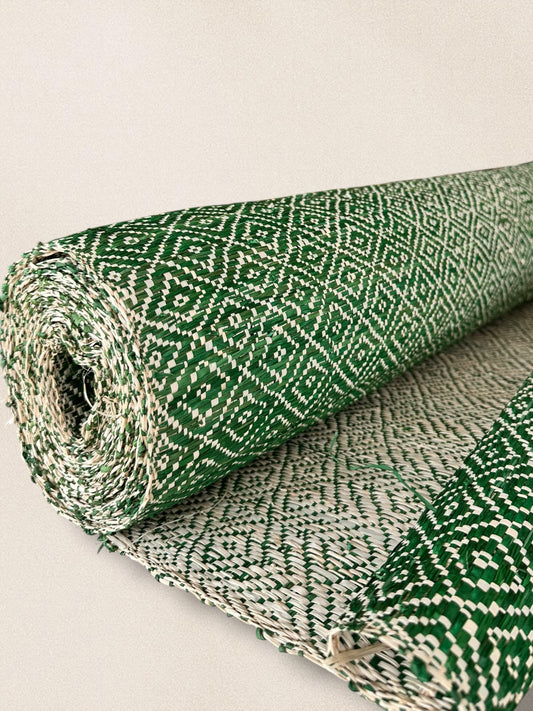 Green Diamond Raffia Fabric Roll
