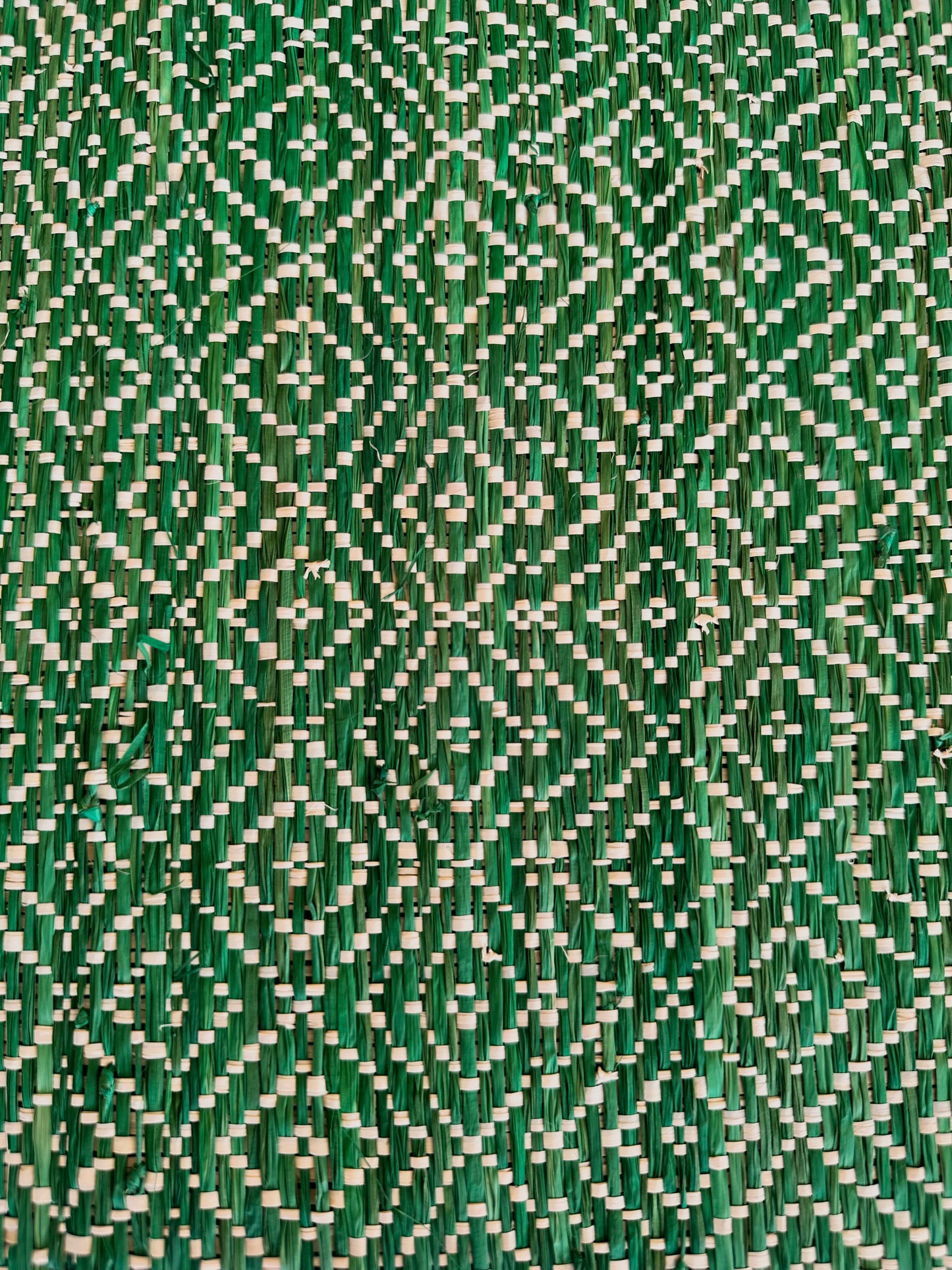Green Diamond Raffia Fabric Roll