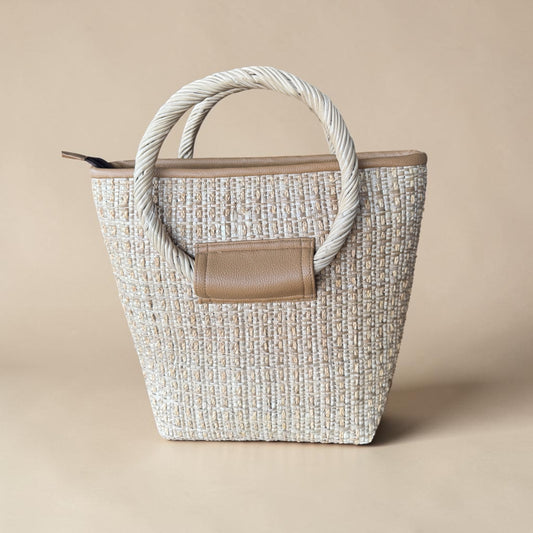 Textured Woven Tote Bag with Rope Handles