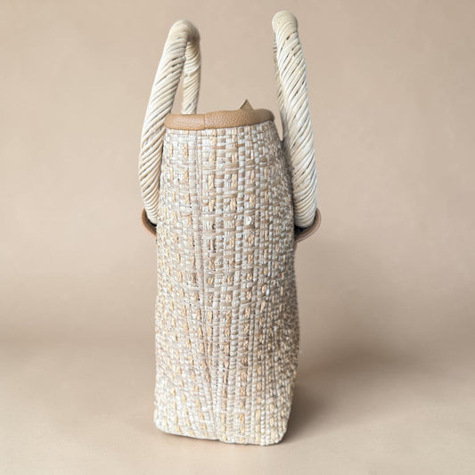 Textured Woven Tote Bag with Rope Handles