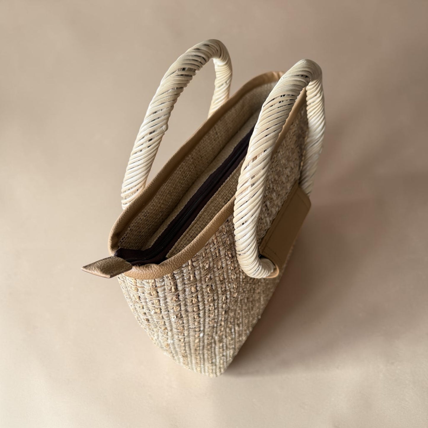 Textured Woven Tote Bag with Rope Handles