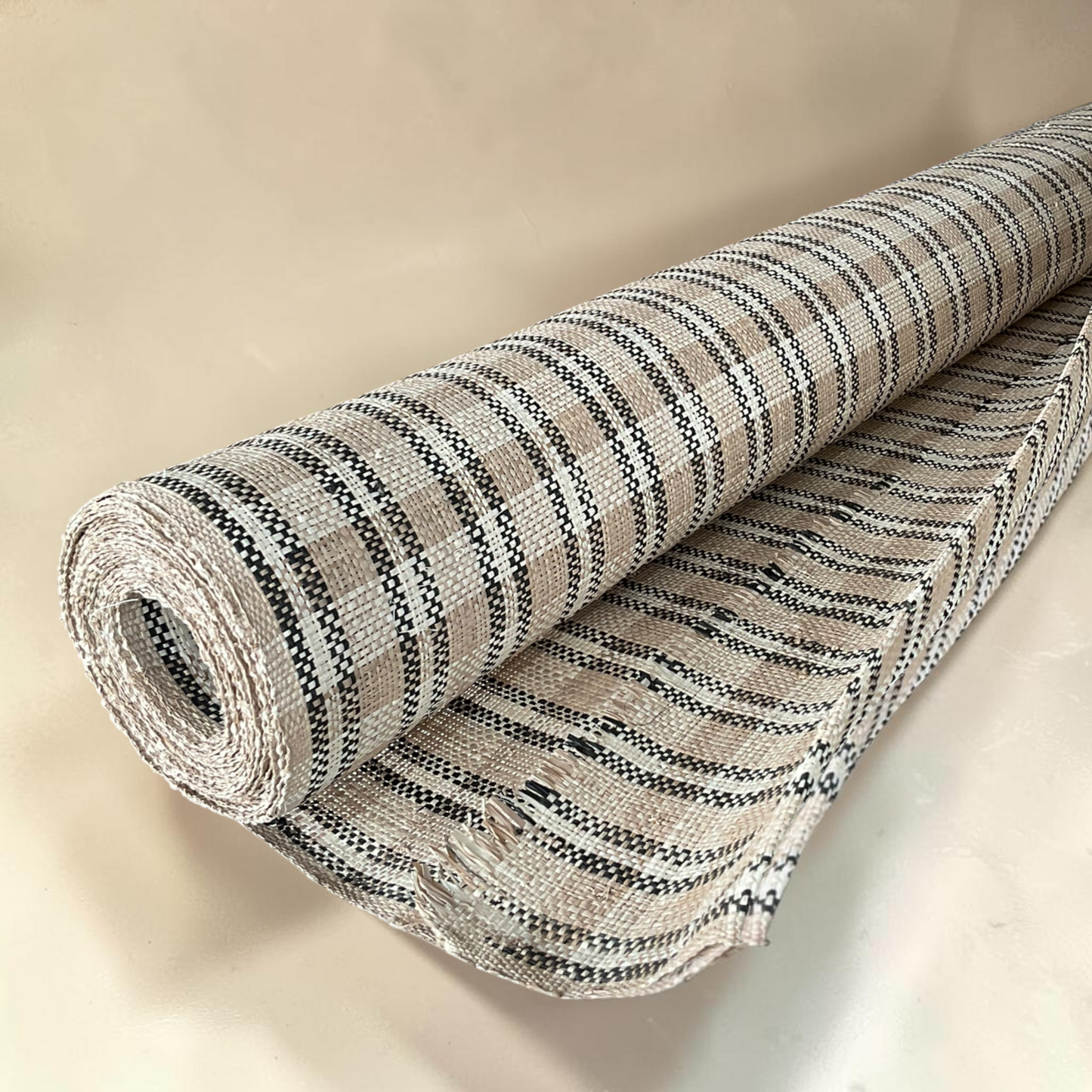 Pinstripe Raffia Fabric Roll (Natural & Black)